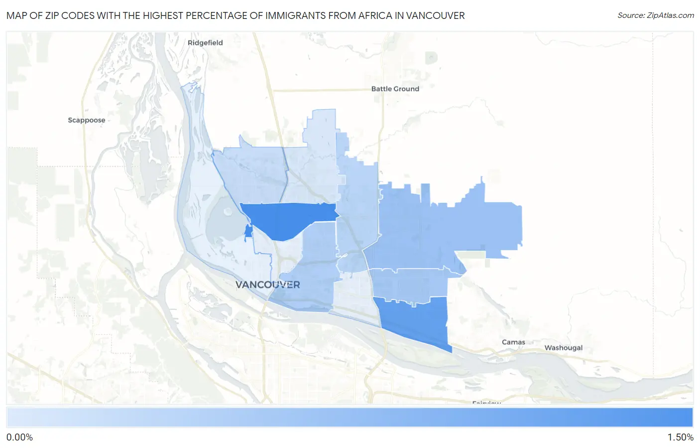 Zip Codes with the Highest Percentage of Immigrants from Africa in Vancouver Map