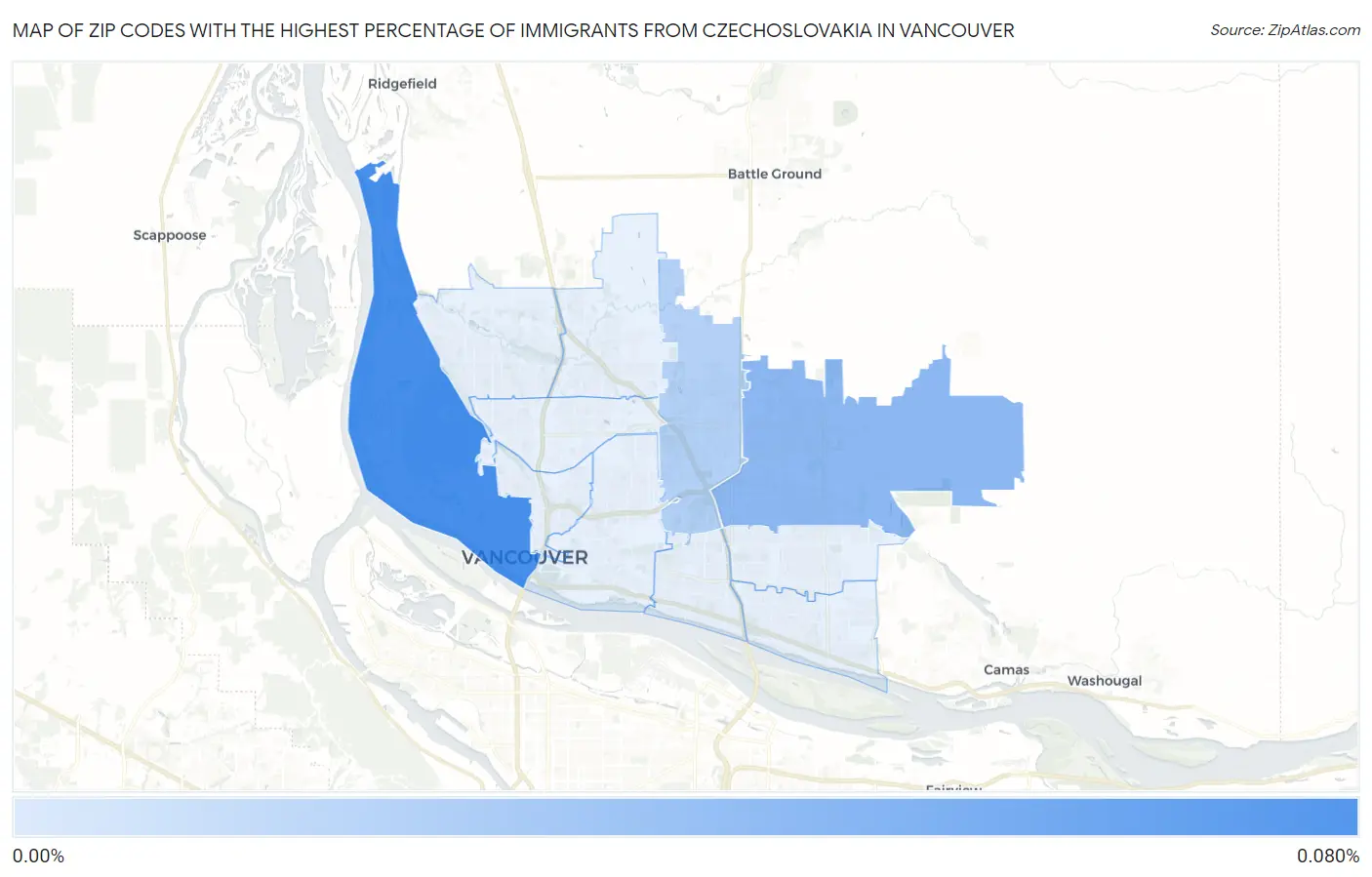 Zip Codes with the Highest Percentage of Immigrants from Czechoslovakia in Vancouver Map