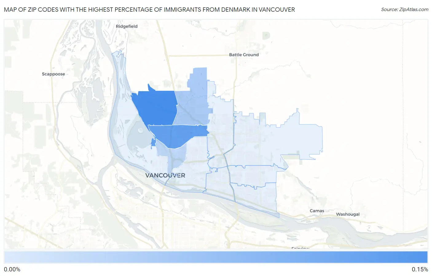Zip Codes with the Highest Percentage of Immigrants from Denmark in Vancouver Map