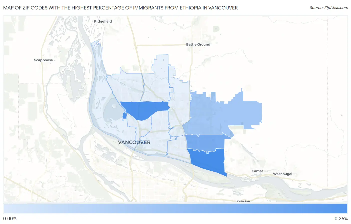 Zip Codes with the Highest Percentage of Immigrants from Ethiopia in Vancouver Map
