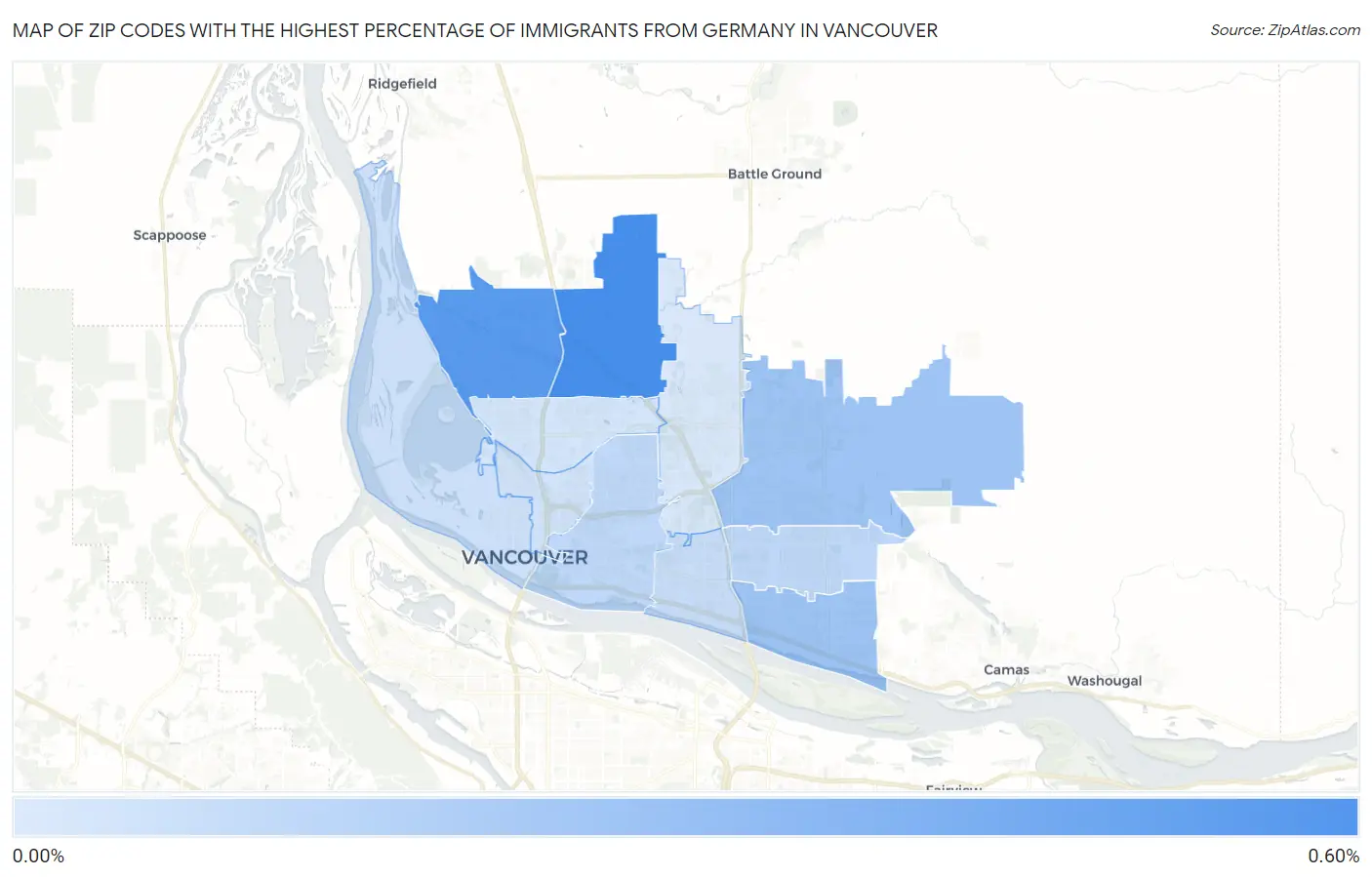 Zip Codes with the Highest Percentage of Immigrants from Germany in Vancouver Map