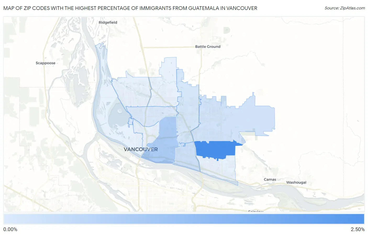 Zip Codes with the Highest Percentage of Immigrants from Guatemala in Vancouver Map