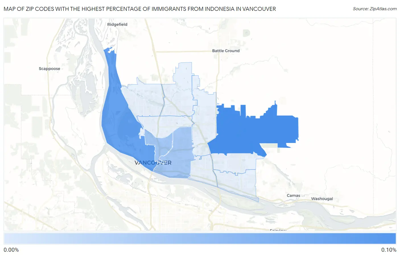 Zip Codes with the Highest Percentage of Immigrants from Indonesia in Vancouver Map
