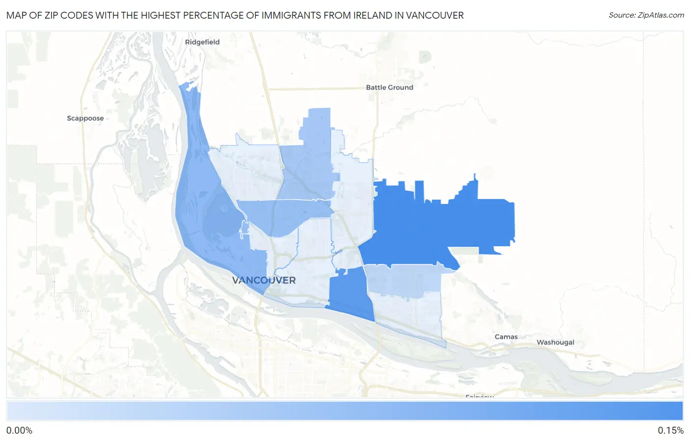 Zip Codes with the Highest Percentage of Immigrants from Ireland in Vancouver Map