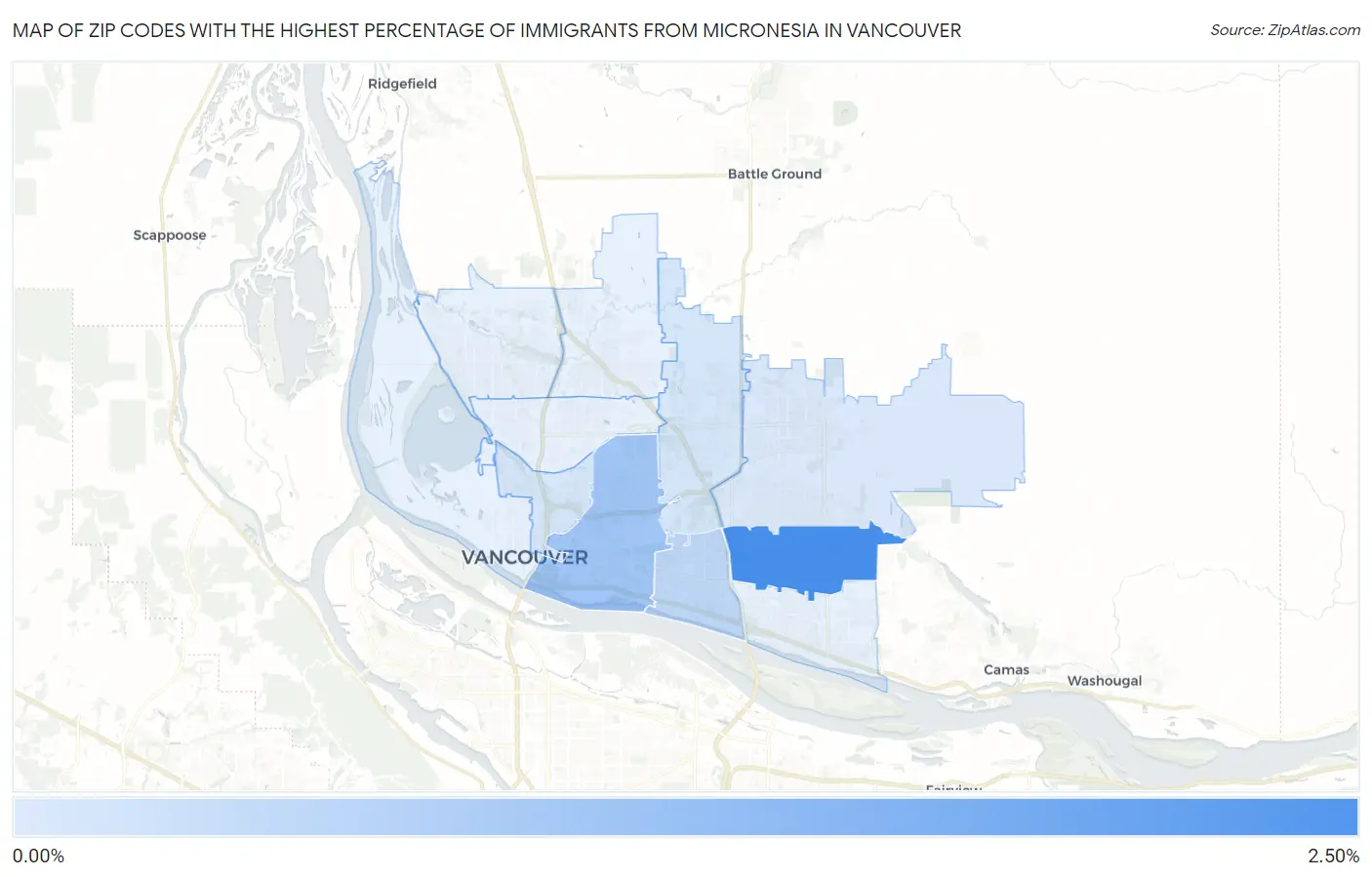Zip Codes with the Highest Percentage of Immigrants from Micronesia in Vancouver Map