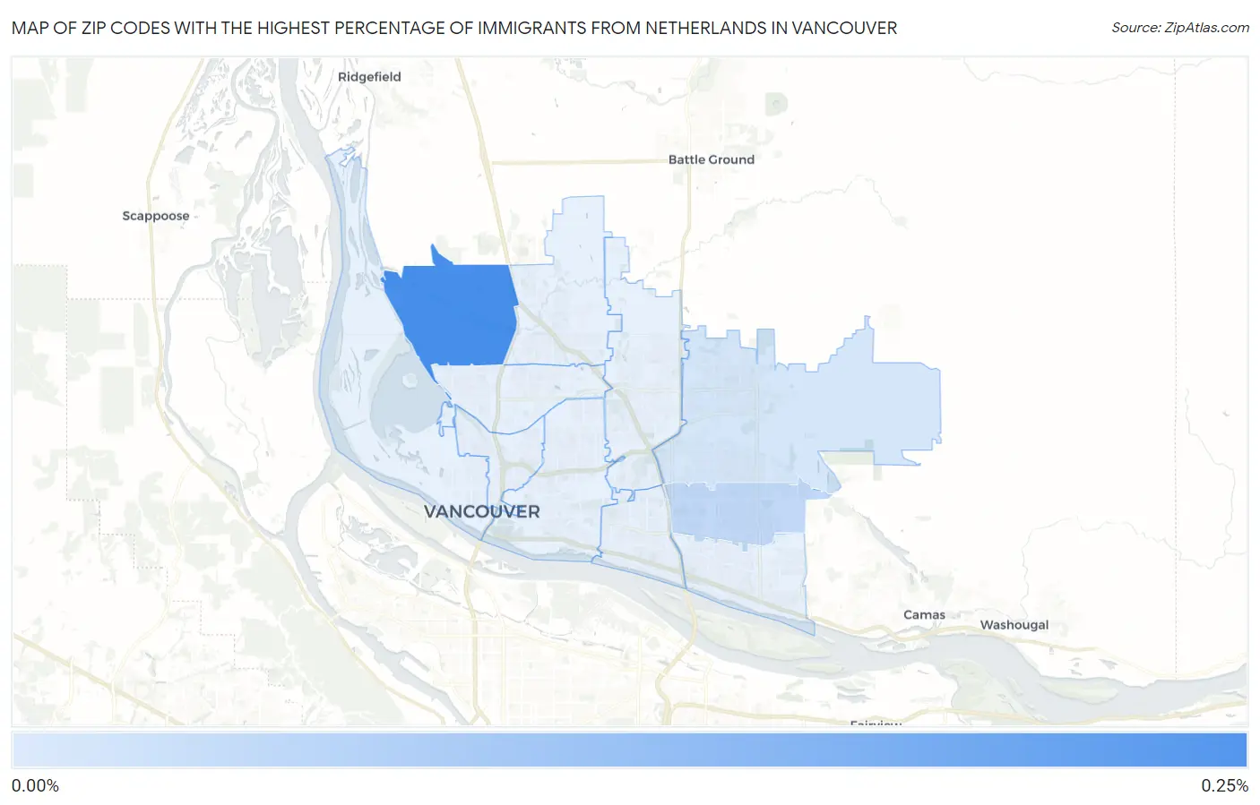 Zip Codes with the Highest Percentage of Immigrants from Netherlands in Vancouver Map