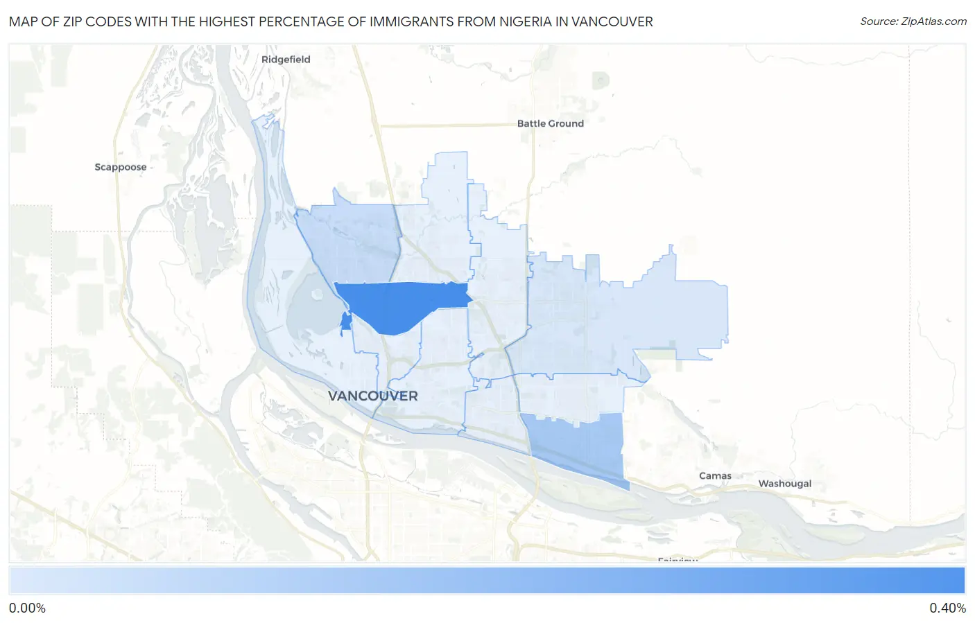 Zip Codes with the Highest Percentage of Immigrants from Nigeria in Vancouver Map