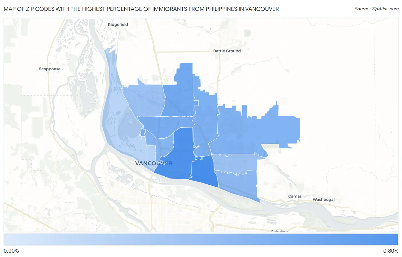 Zip Codes with the Highest Percentage of Immigrants from Philippines in Vancouver Map