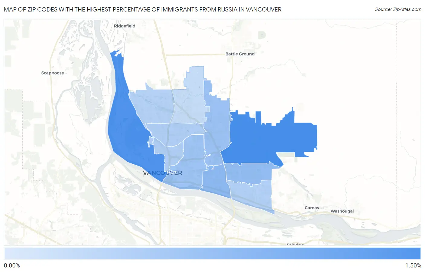 Zip Codes with the Highest Percentage of Immigrants from Russia in Vancouver Map