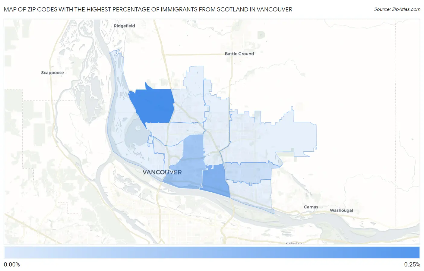 Zip Codes with the Highest Percentage of Immigrants from Scotland in Vancouver Map