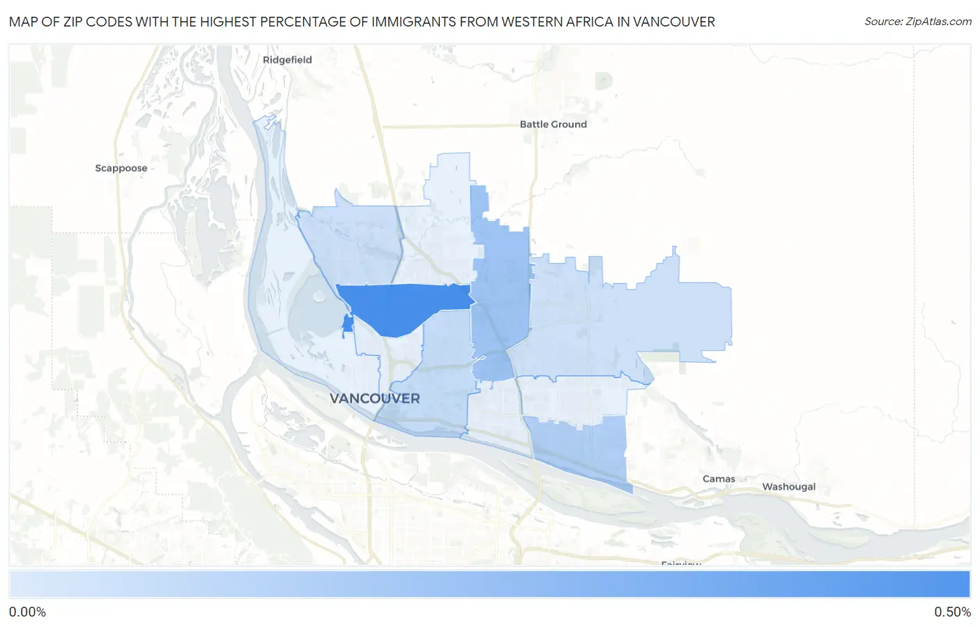 Zip Codes with the Highest Percentage of Immigrants from Western Africa in Vancouver Map