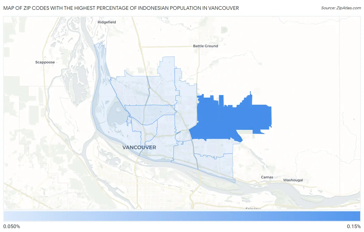 Zip Codes with the Highest Percentage of Indonesian Population in Vancouver Map