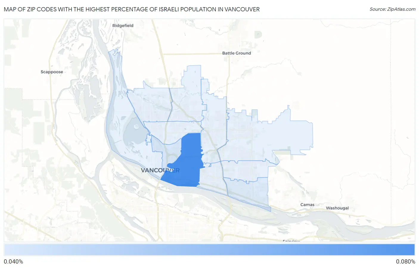 Zip Codes with the Highest Percentage of Israeli Population in Vancouver Map