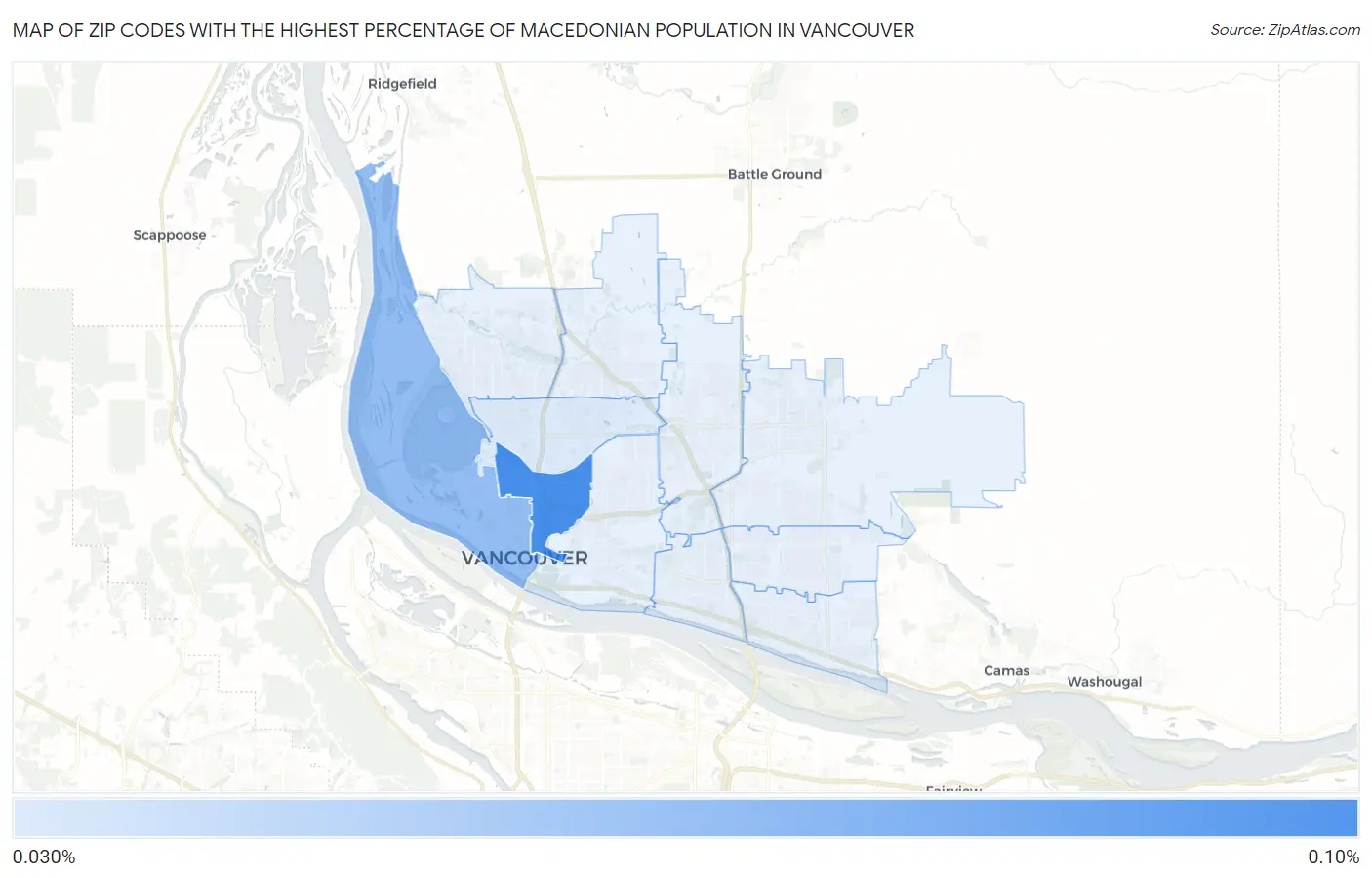 Zip Codes with the Highest Percentage of Macedonian Population in Vancouver Map