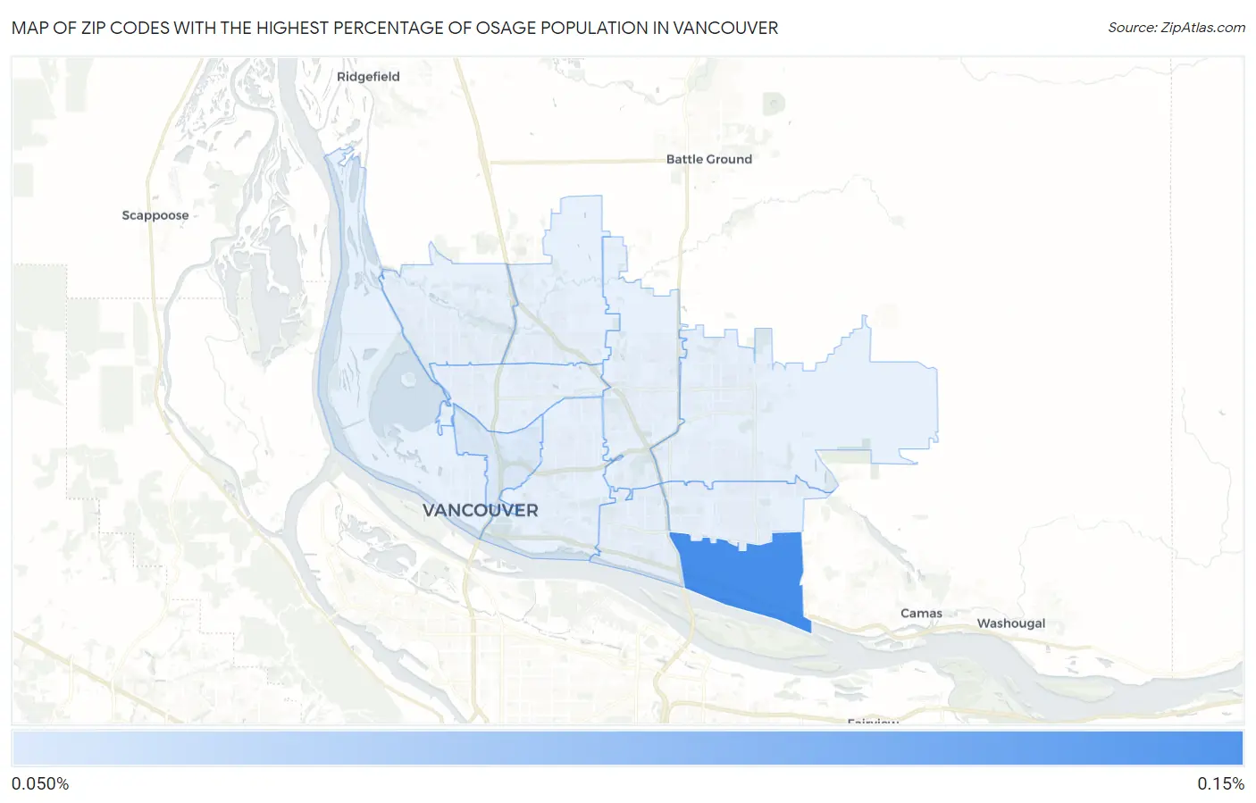 Zip Codes with the Highest Percentage of Osage Population in Vancouver Map