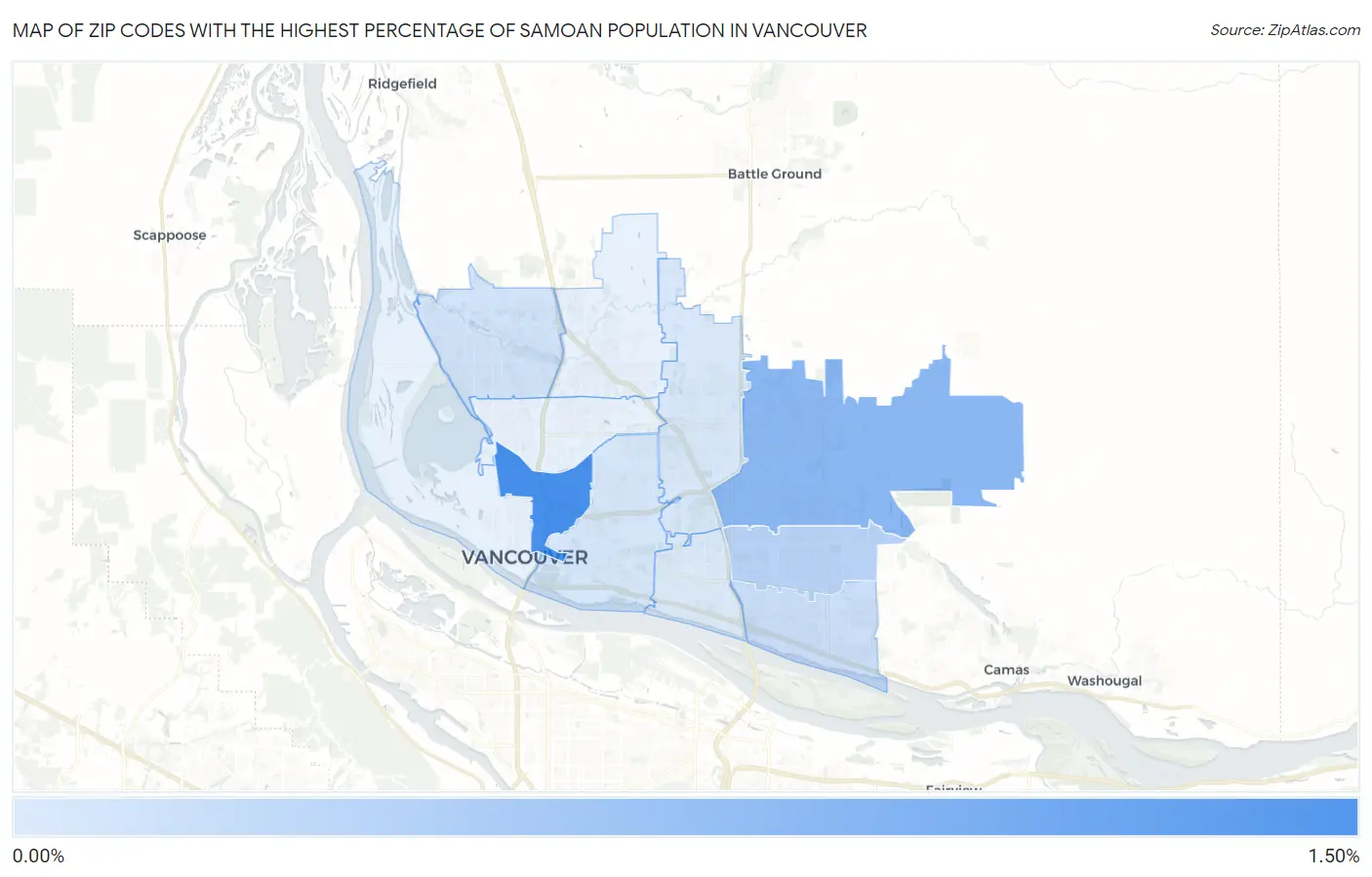 Zip Codes with the Highest Percentage of Samoan Population in Vancouver Map