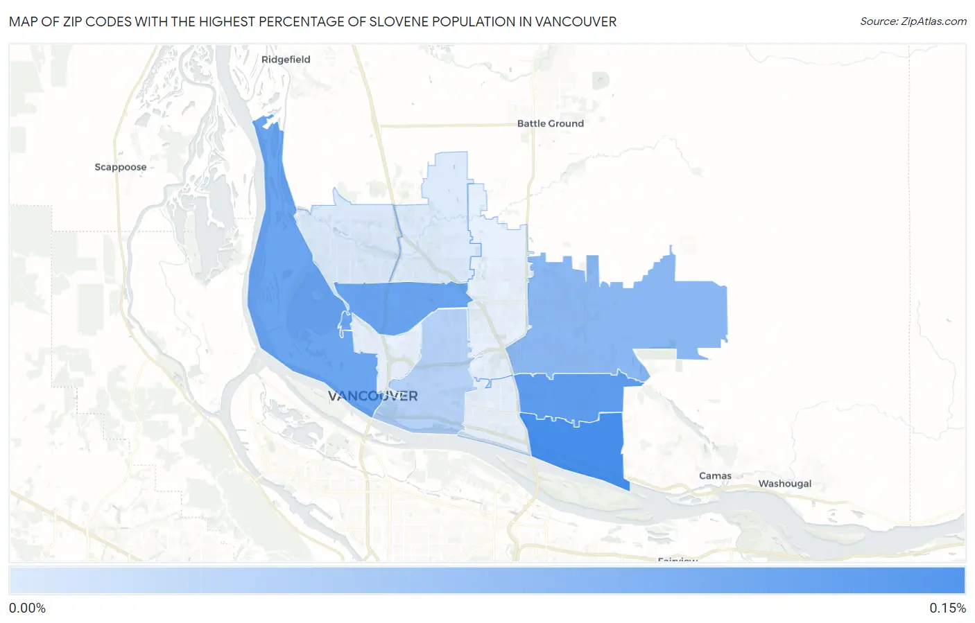 Zip Codes with the Highest Percentage of Slovene Population in Vancouver Map