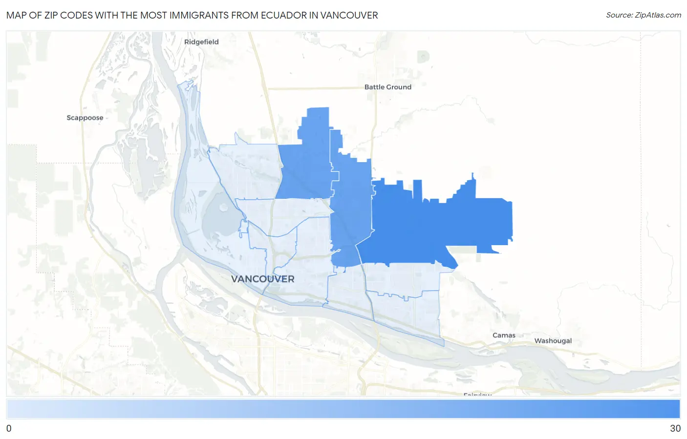 Zip Codes with the Most Immigrants from Ecuador in Vancouver Map