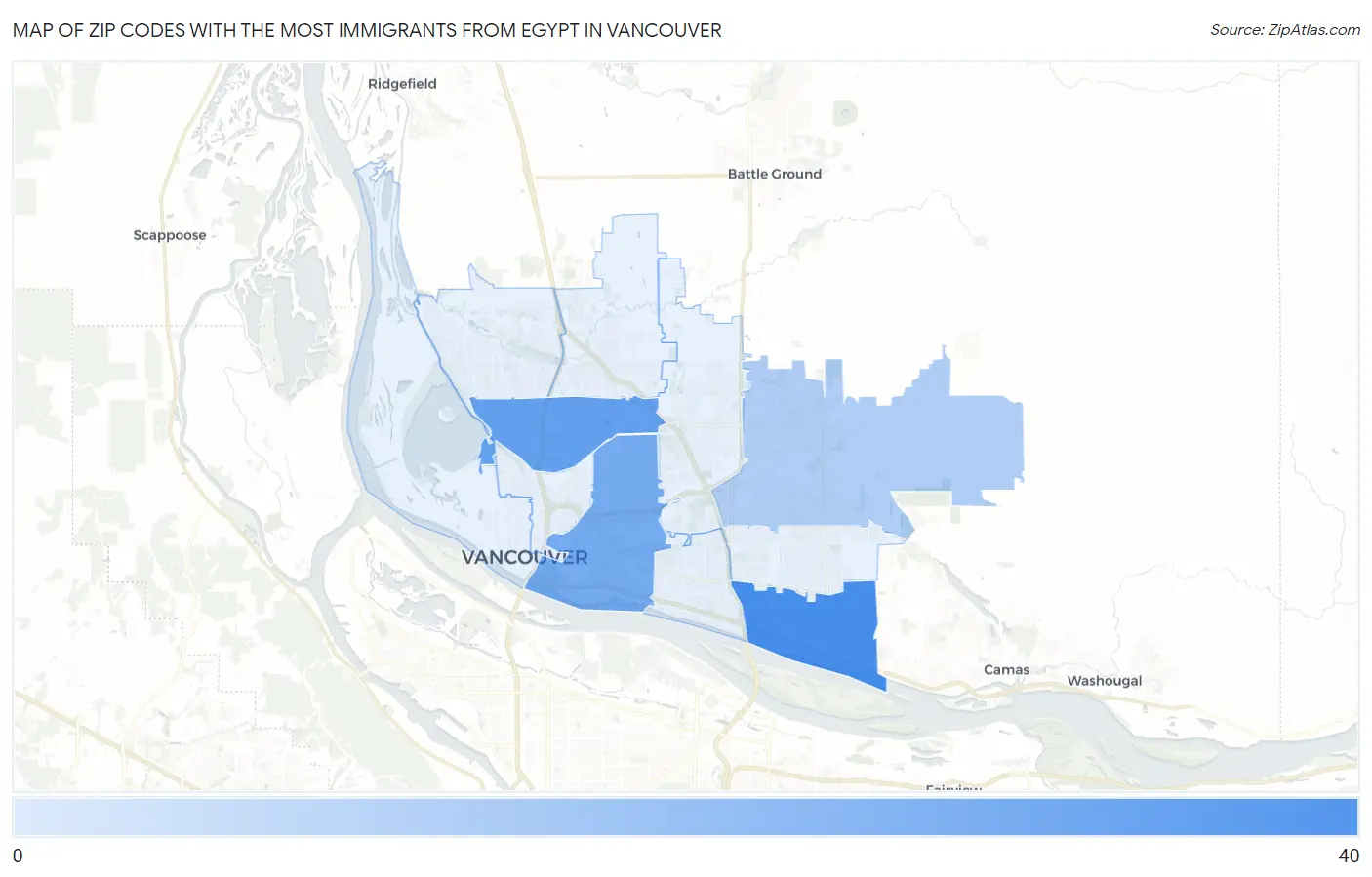 Zip Codes with the Most Immigrants from Egypt in Vancouver Map