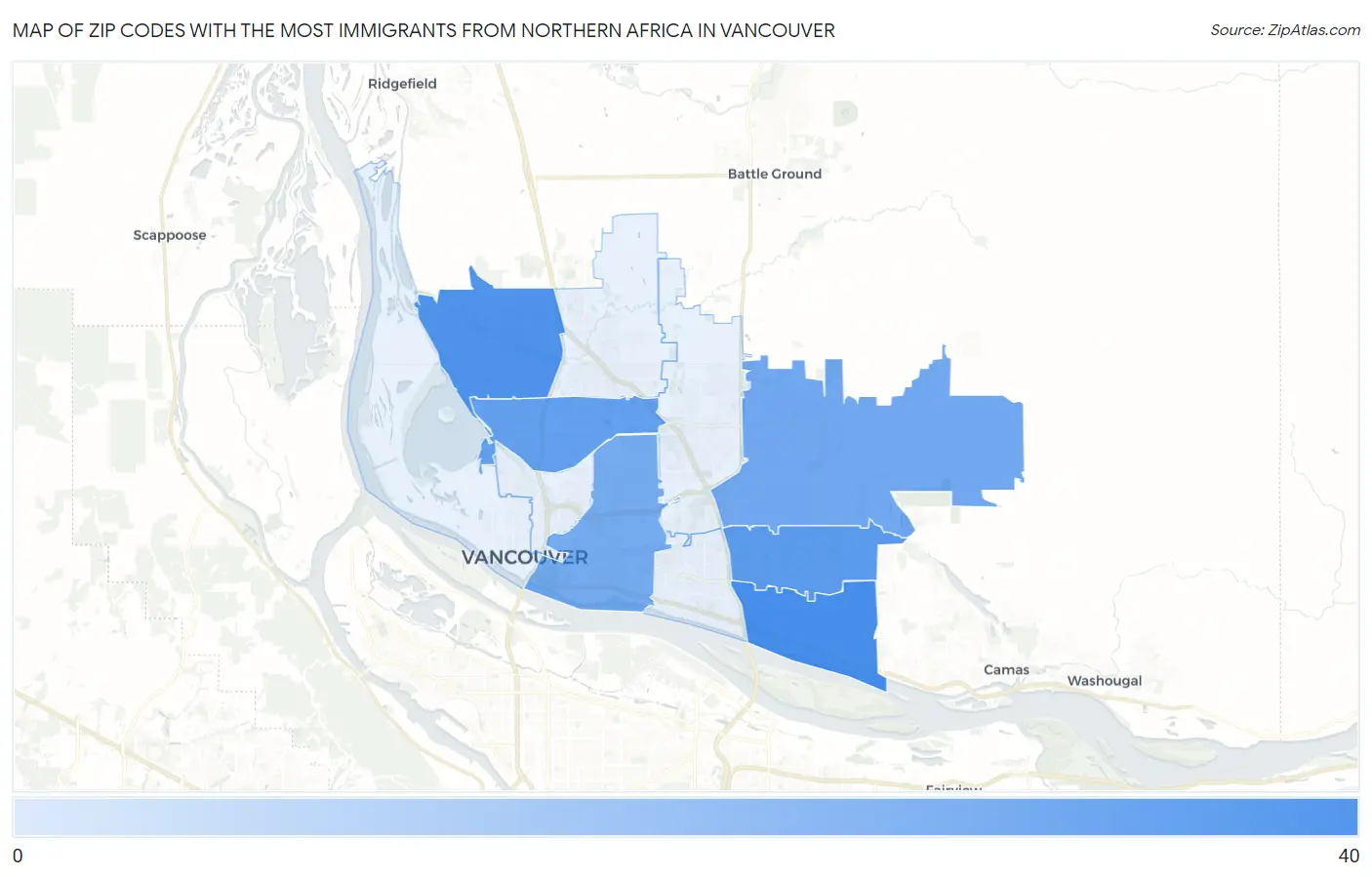 Zip Codes with the Most Immigrants from Northern Africa in Vancouver Map