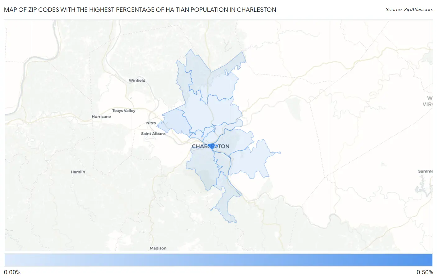 Zip Codes with the Highest Percentage of Haitian Population in Charleston Map