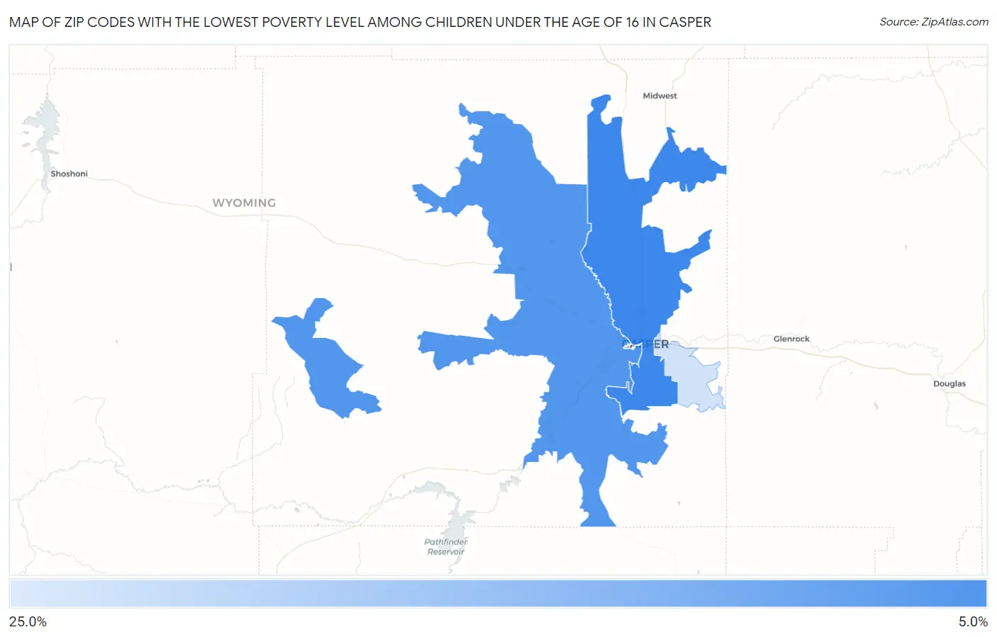 Zip Codes with the Lowest Poverty Level Among Children Under the Age of 16 in Casper Map