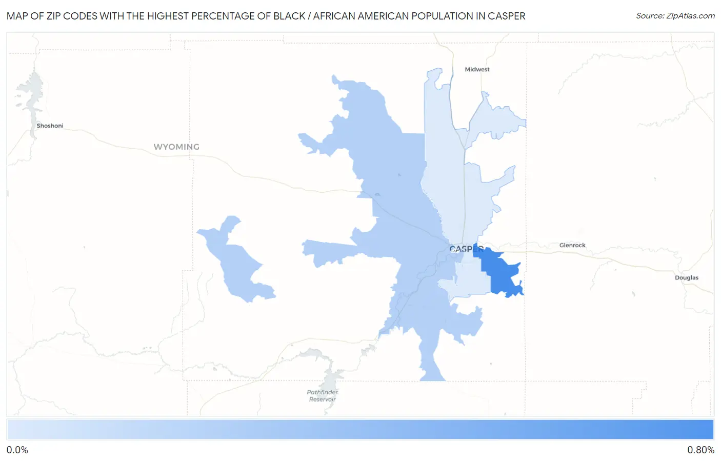 Zip Codes with the Highest Percentage of Black / African American Population in Casper Map