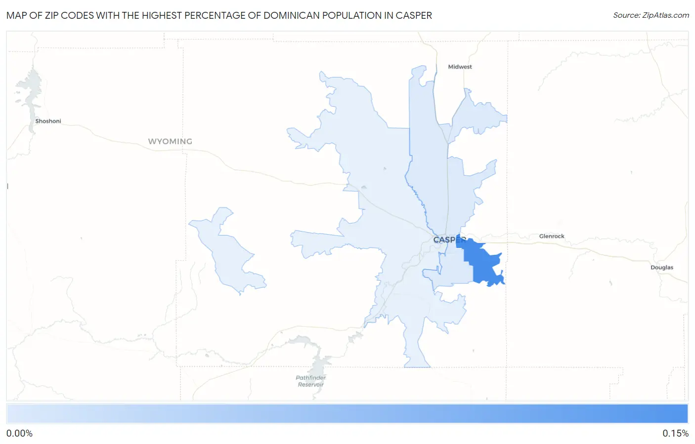 Zip Codes with the Highest Percentage of Dominican Population in Casper Map
