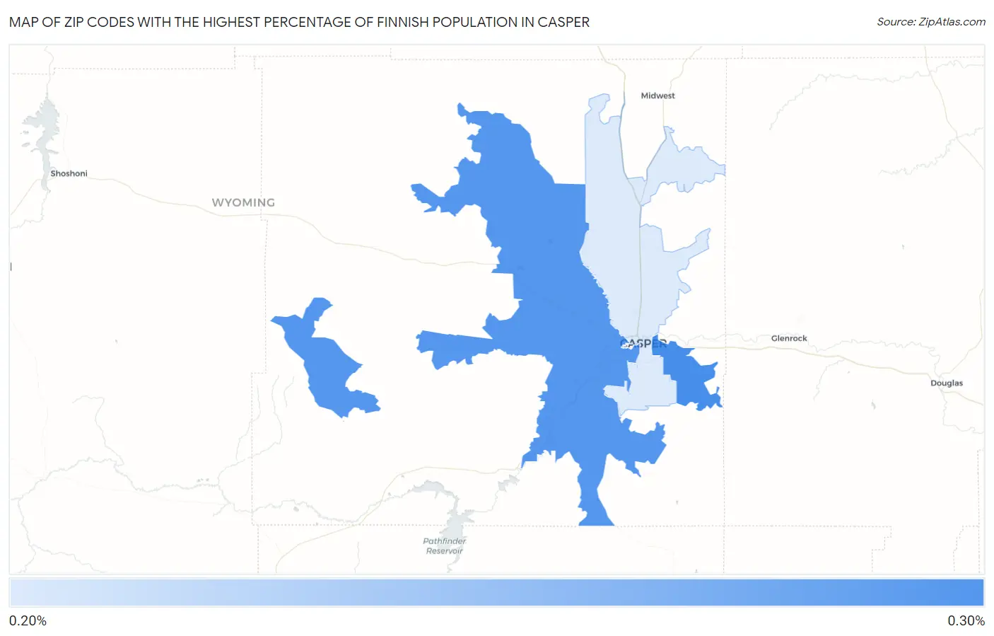 Zip Codes with the Highest Percentage of Finnish Population in Casper Map