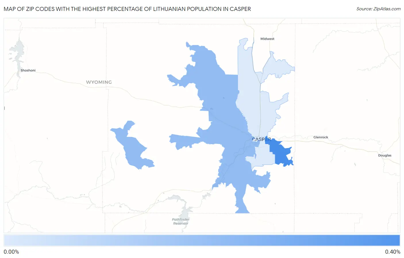 Zip Codes with the Highest Percentage of Lithuanian Population in Casper Map