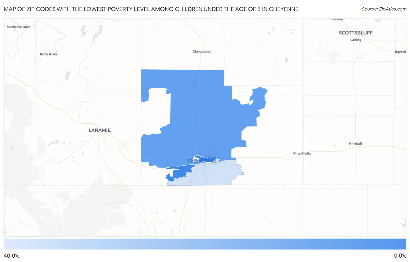 Zip Codes with the Lowest Poverty Level Among Children Under the Age of 5 in Cheyenne Map