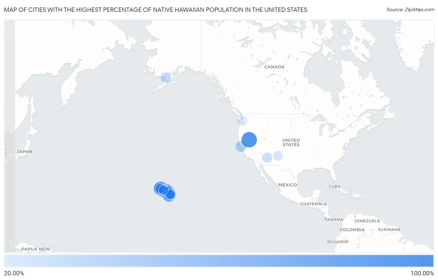 Cities with the Highest Percentage of Native Hawaiian Population in the United States Map