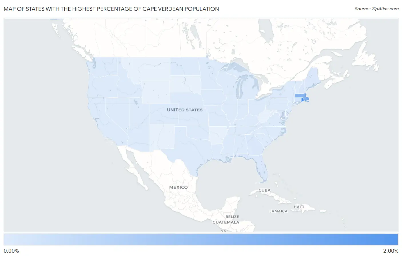 States with the Highest Percentage of Cape Verdean Population in the United States Map