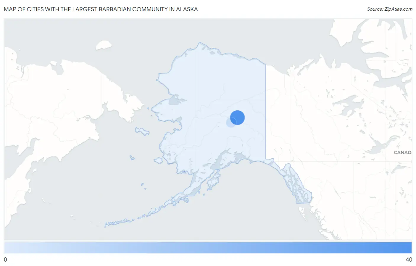 Cities with the Largest Barbadian Community in Alaska Map