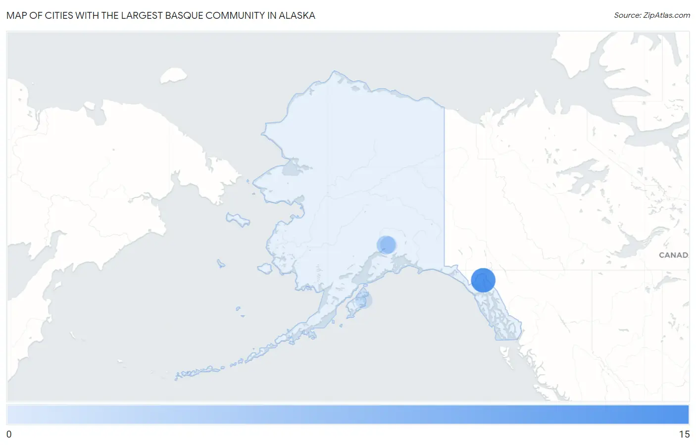 Cities with the Largest Basque Community in Alaska Map