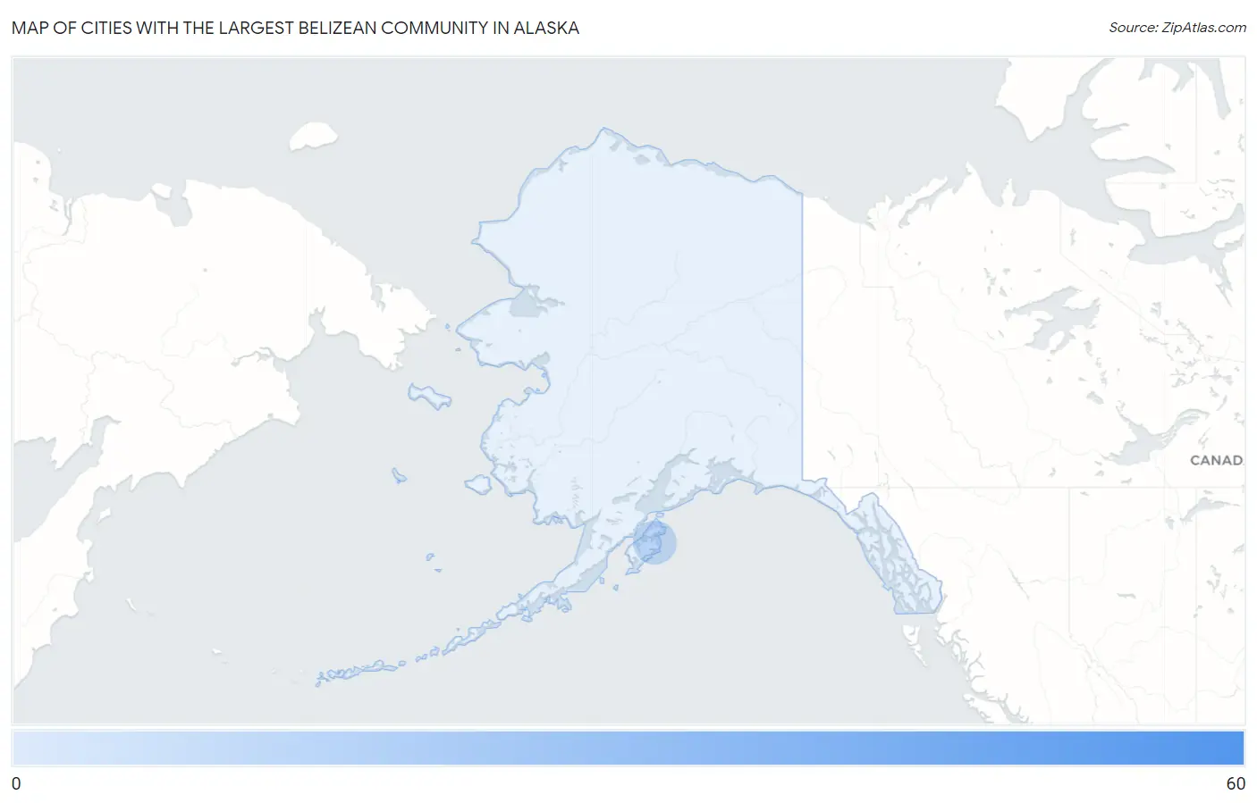 Cities with the Largest Belizean Community in Alaska Map