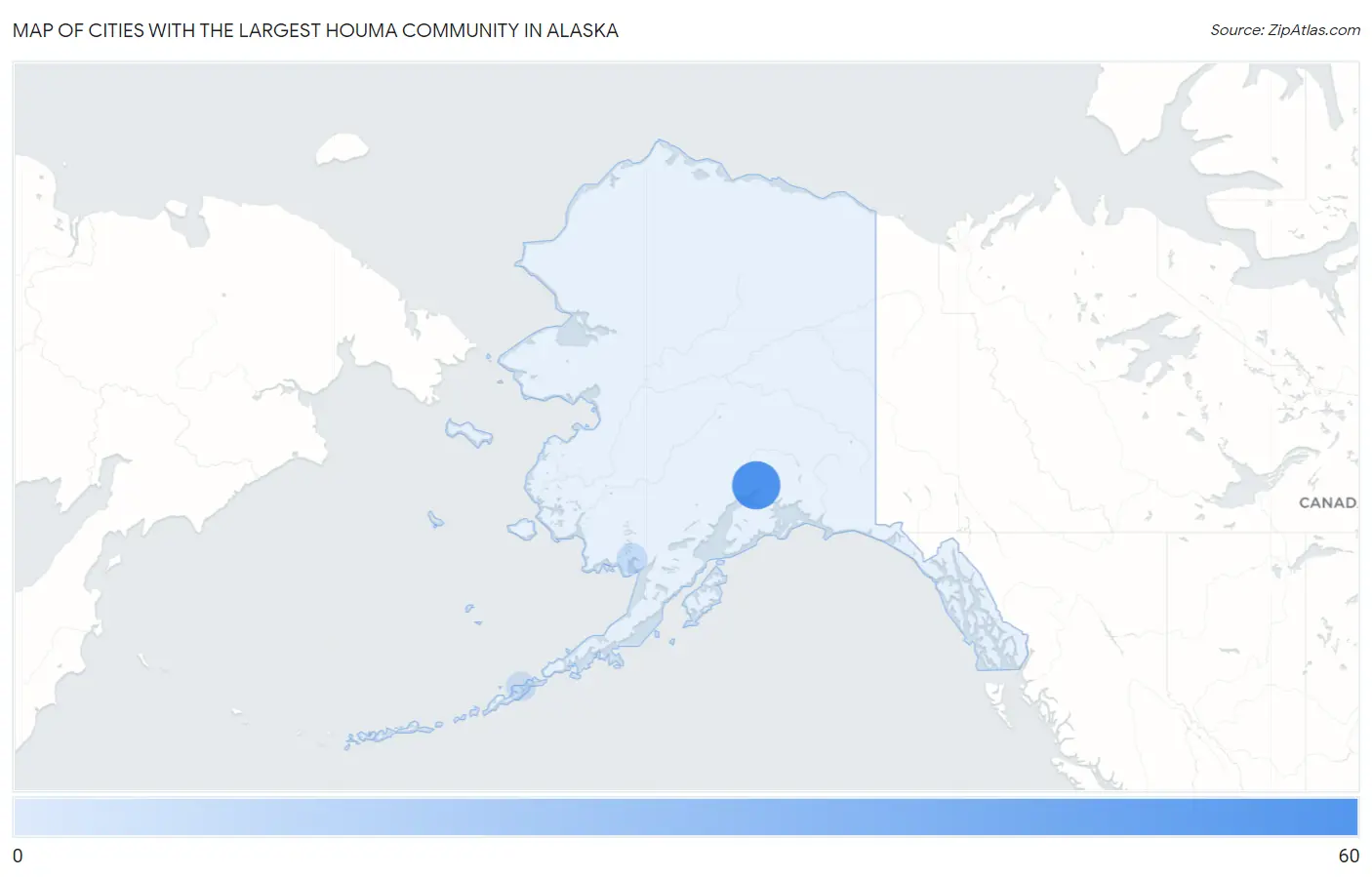 Cities with the Largest Houma Community in Alaska Map