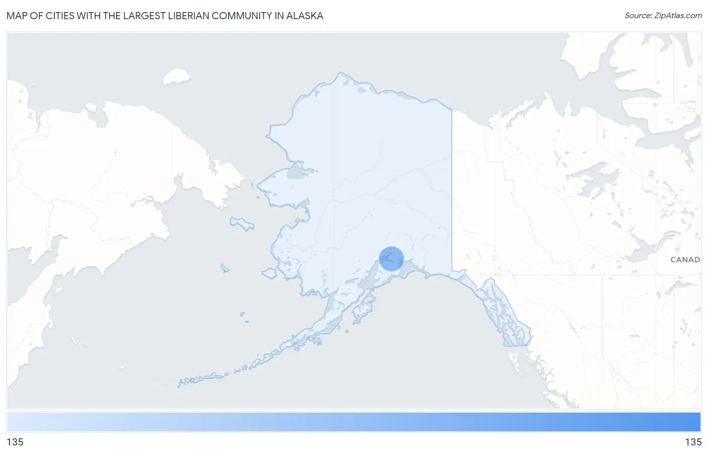 Cities with the Largest Liberian Community in Alaska Map