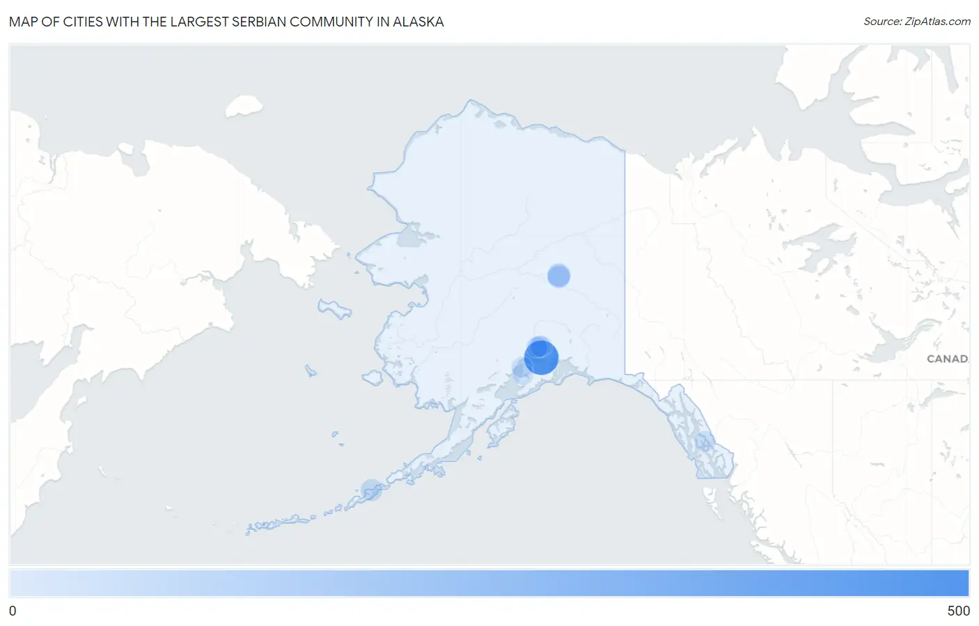 Cities with the Largest Serbian Community in Alaska Map