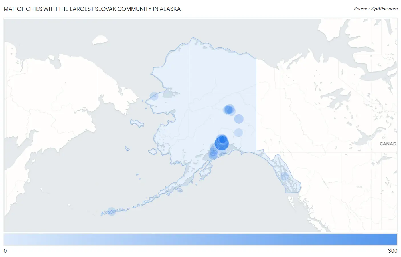 Cities with the Largest Slovak Community in Alaska Map
