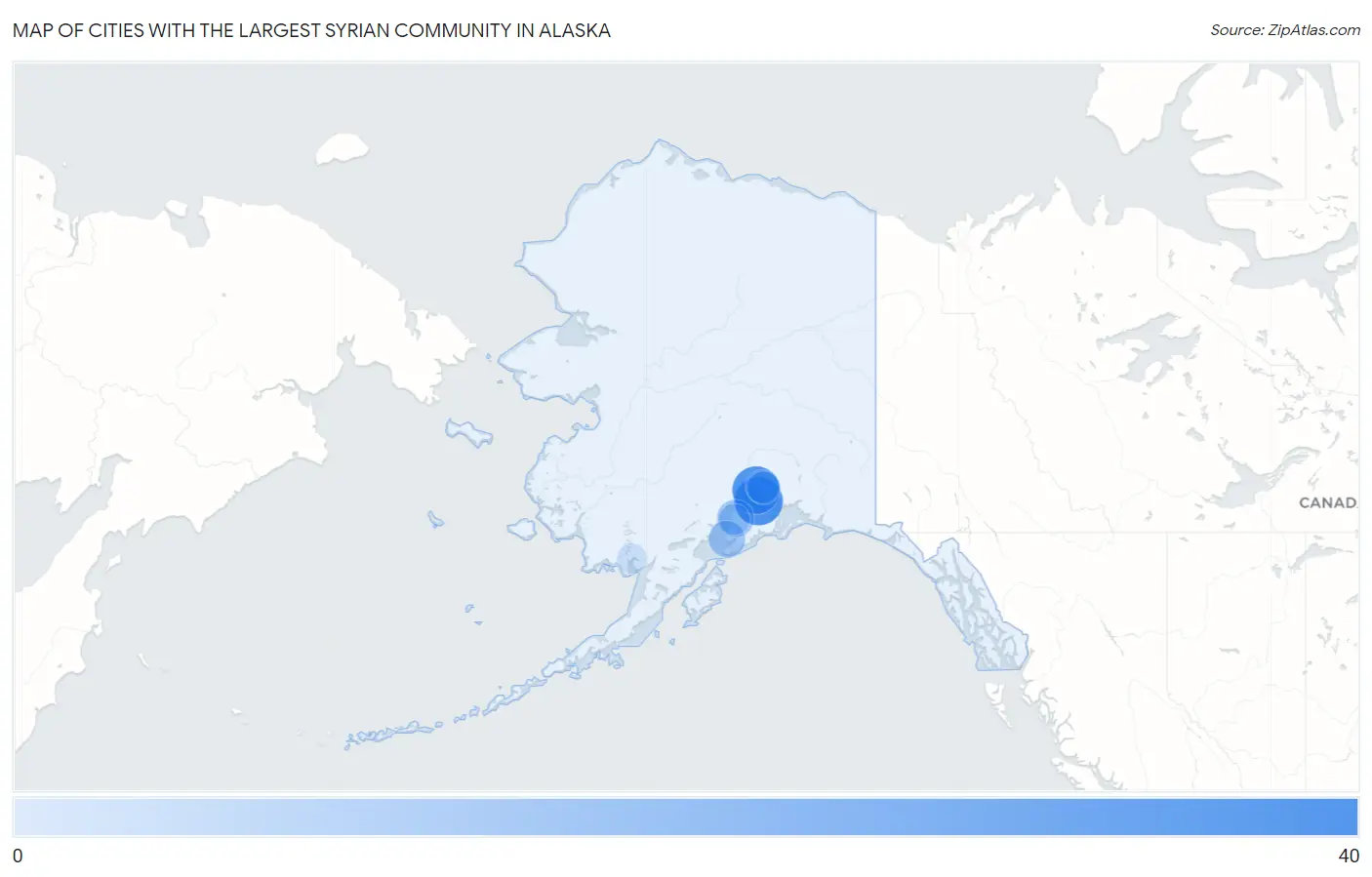 Cities with the Largest Syrian Community in Alaska Map