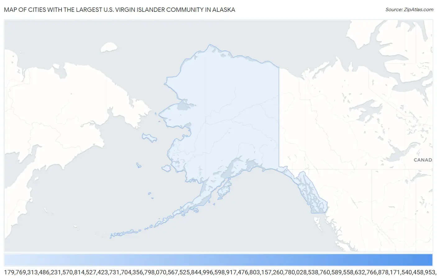 Cities with the Largest U.S. Virgin Islander Community in Alaska Map