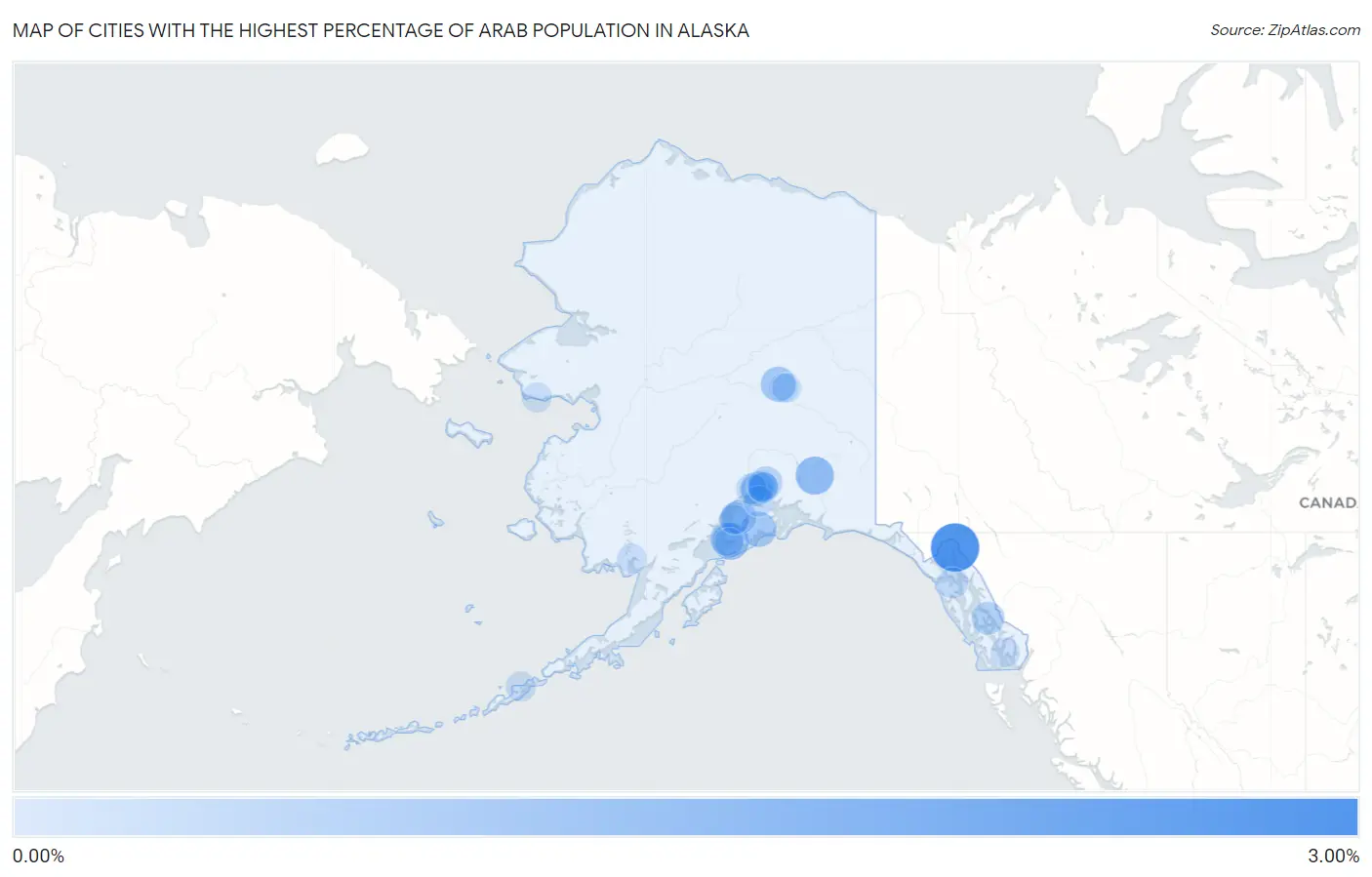 Cities with the Highest Percentage of Arab Population in Alaska Map