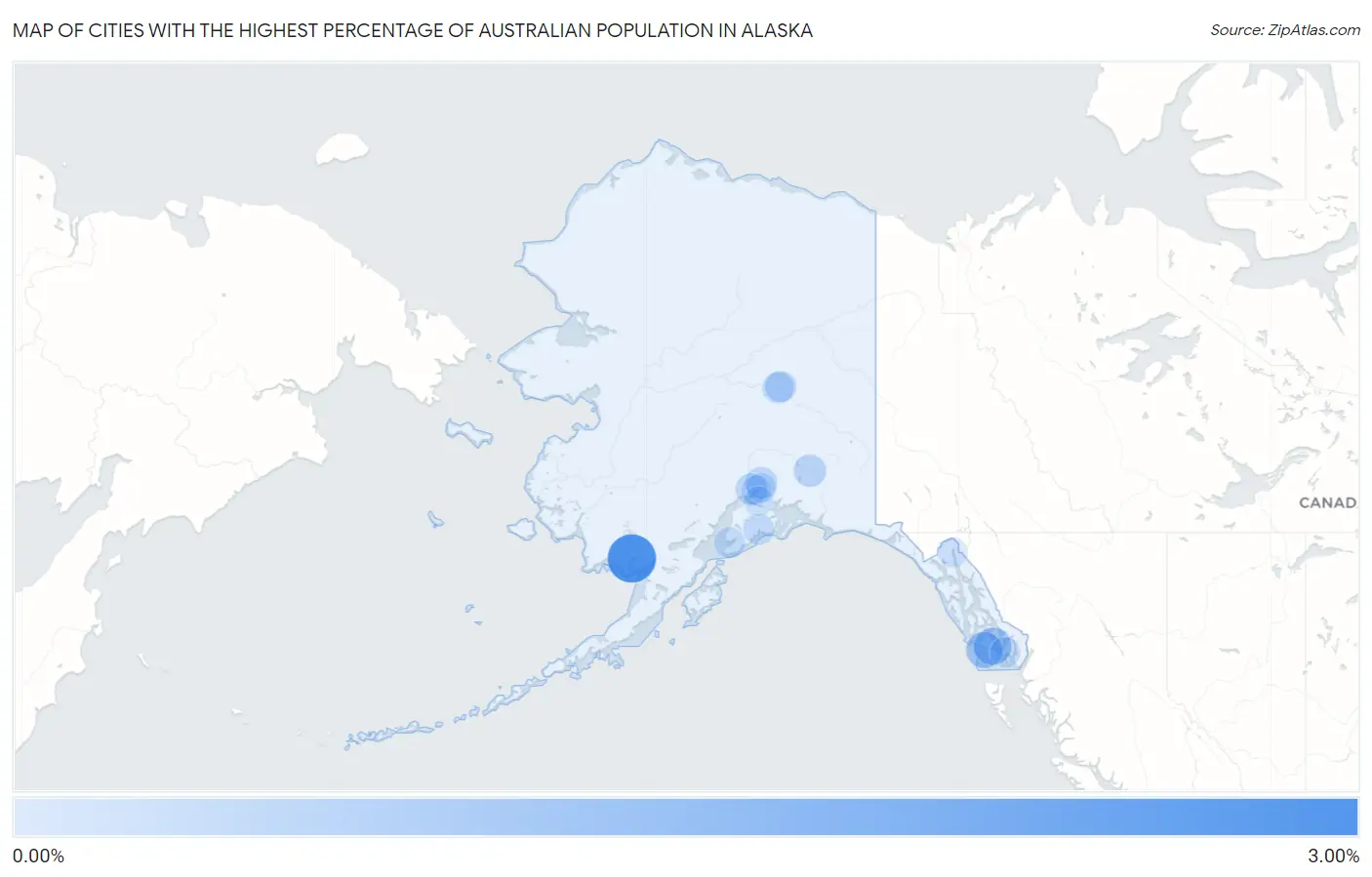 Cities with the Highest Percentage of Australian Population in Alaska Map