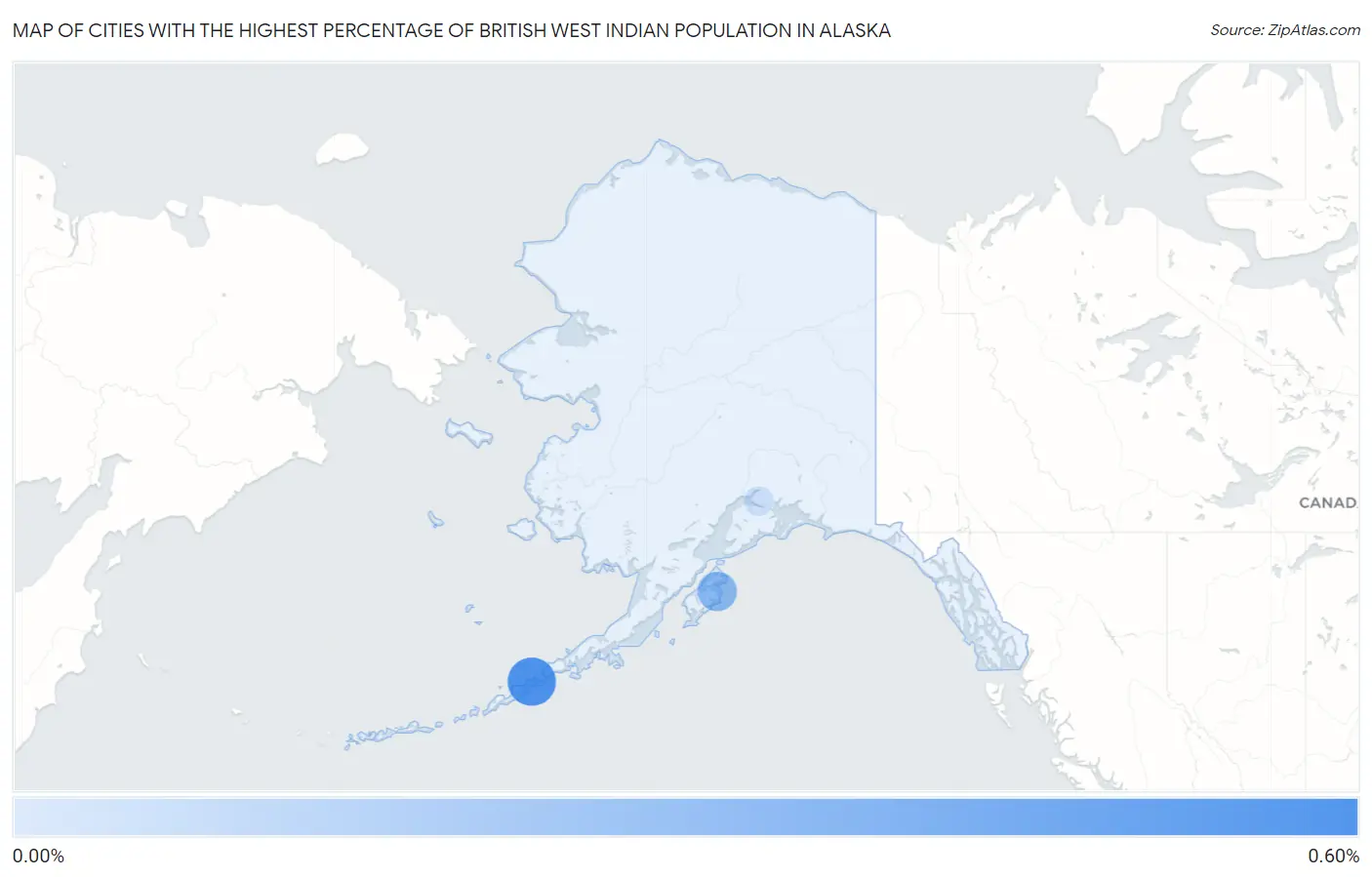 Cities with the Highest Percentage of British West Indian Population in Alaska Map