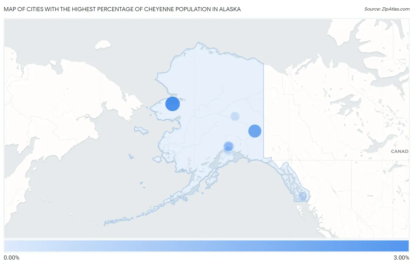 Cities with the Highest Percentage of Cheyenne Population in Alaska Map