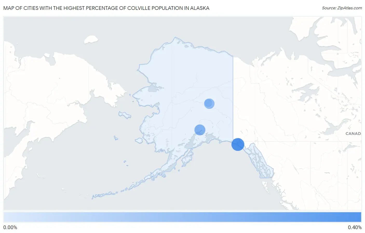 Cities with the Highest Percentage of Colville Population in Alaska Map