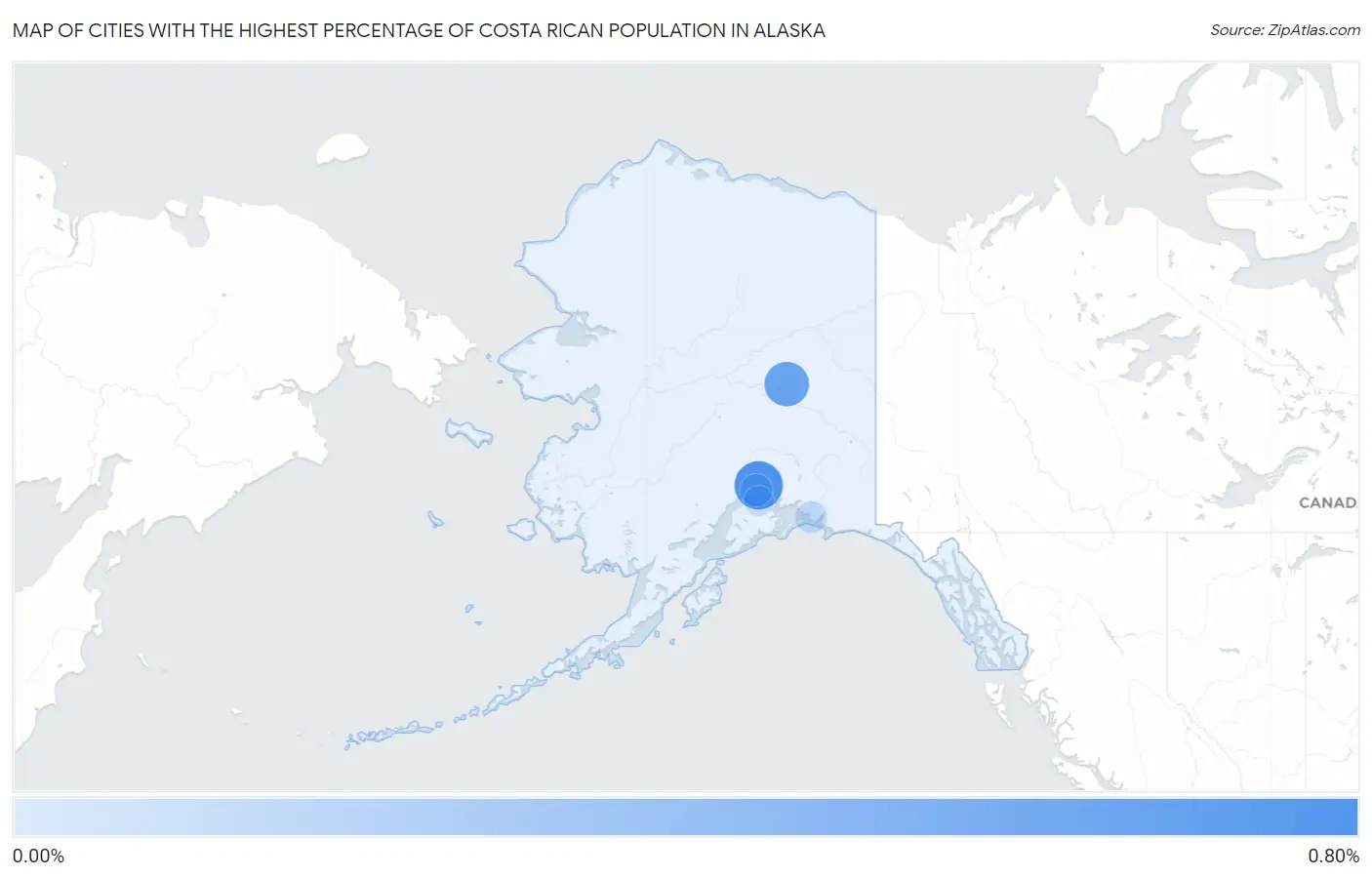Cities with the Highest Percentage of Costa Rican Population in Alaska Map