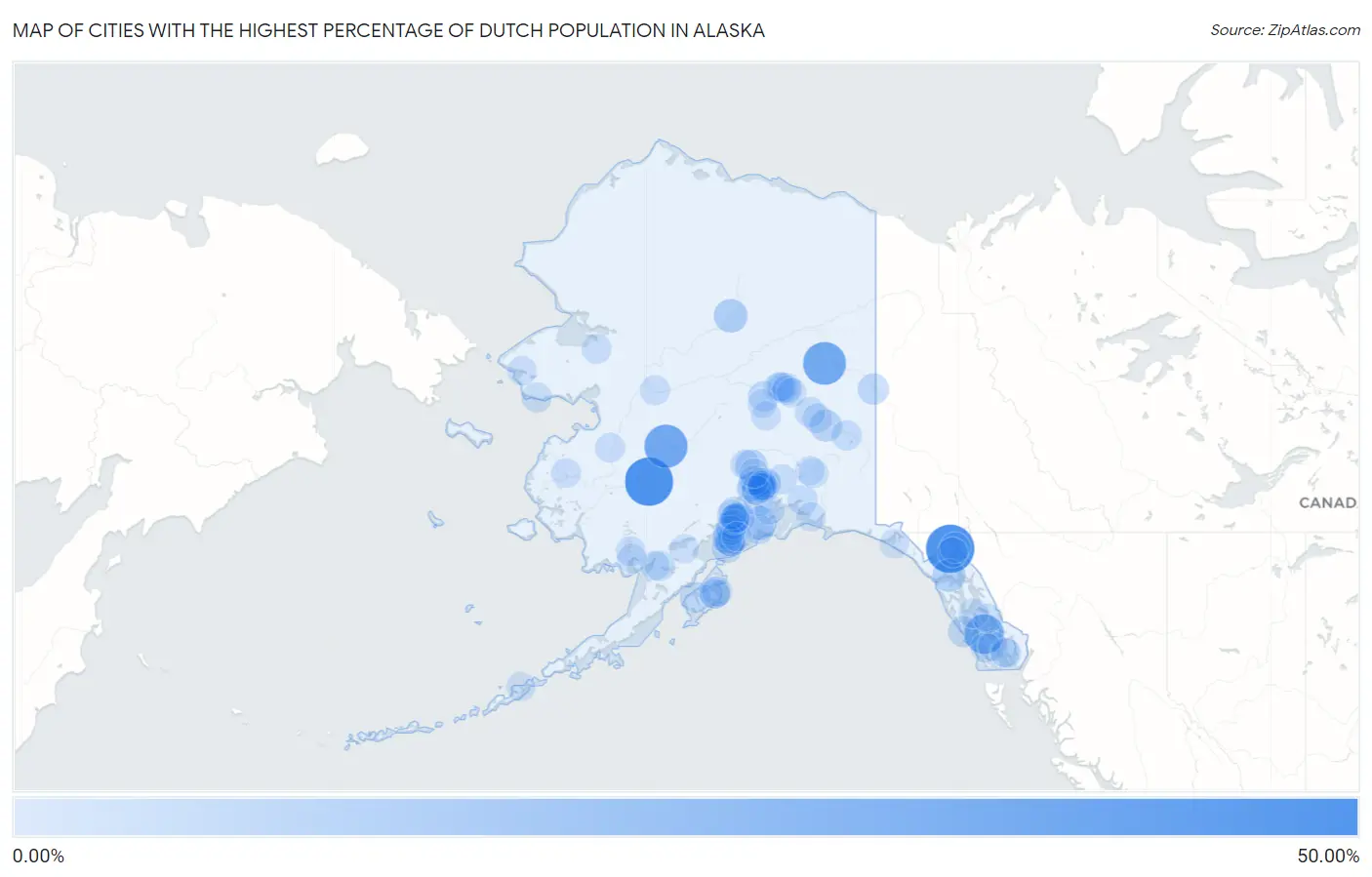 Cities with the Highest Percentage of Dutch Population in Alaska Map