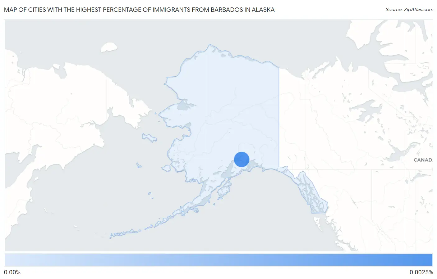 Cities with the Highest Percentage of Immigrants from Barbados in Alaska Map